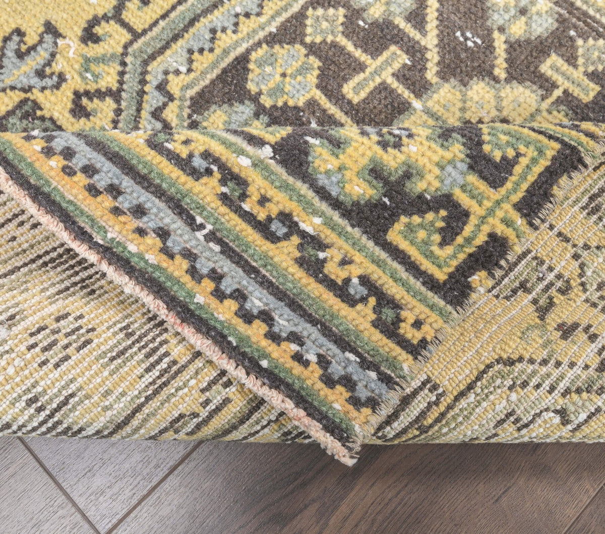 Vintage Oushak Runner Yellow Rug