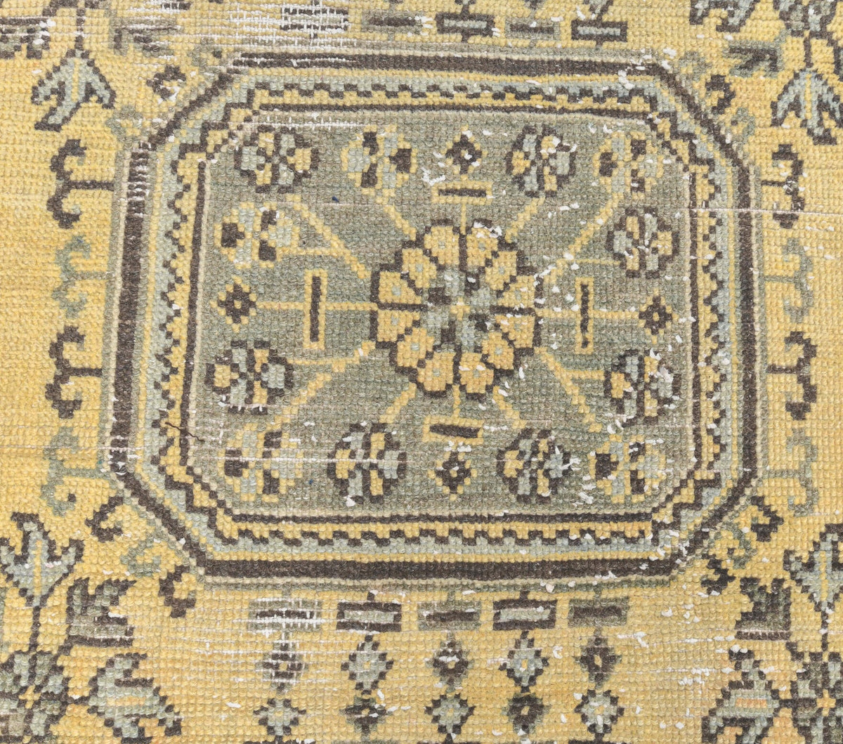 Vintage Oushak Runner Yellow Rug
