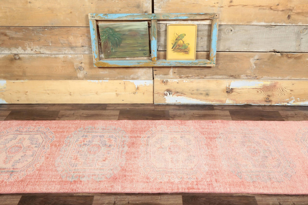 Vintage Anatolian Pink Runner Rug