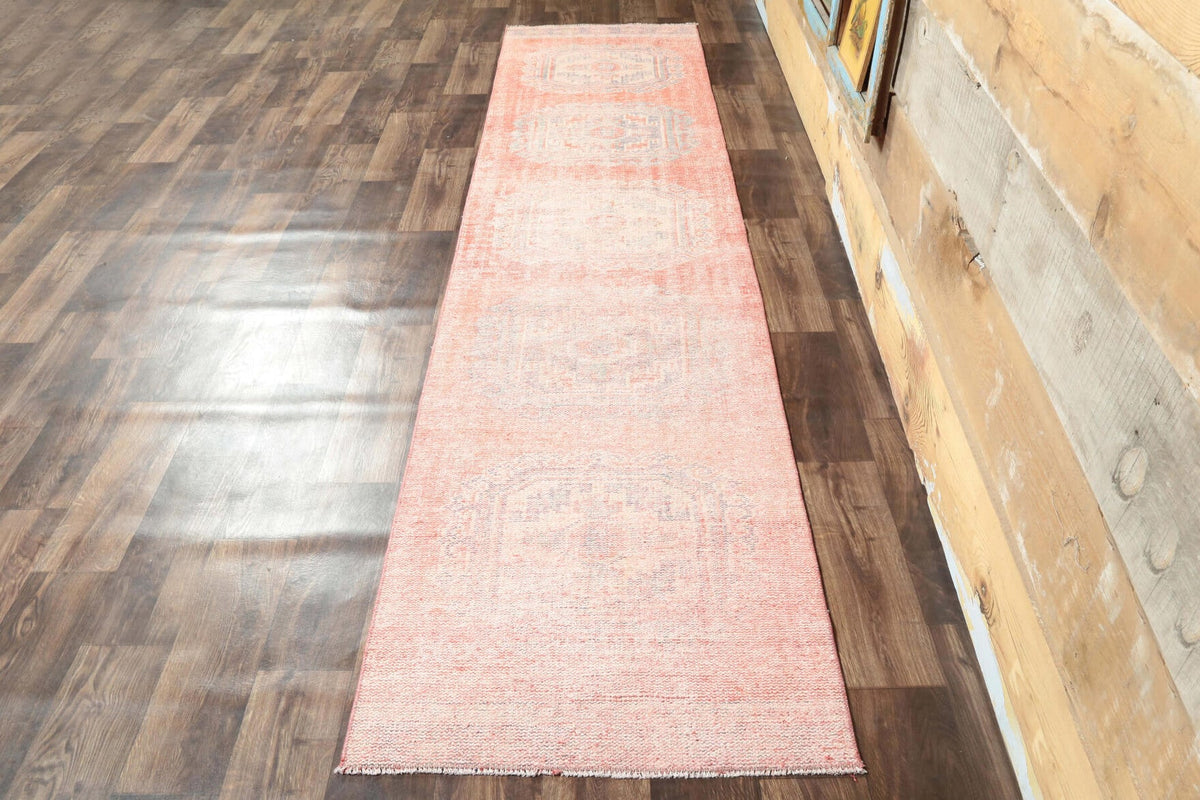 Vintage Anatolian Pink Runner Rug