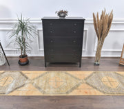 El yapımı vintage yolluk 79x320 cm tribal desenli yün - detay görünümü