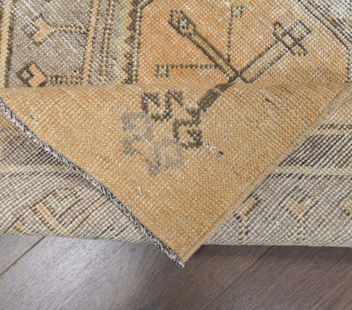 El yapımı vintage yolluk 79x320 cm tribal desenli yün - desen detayı