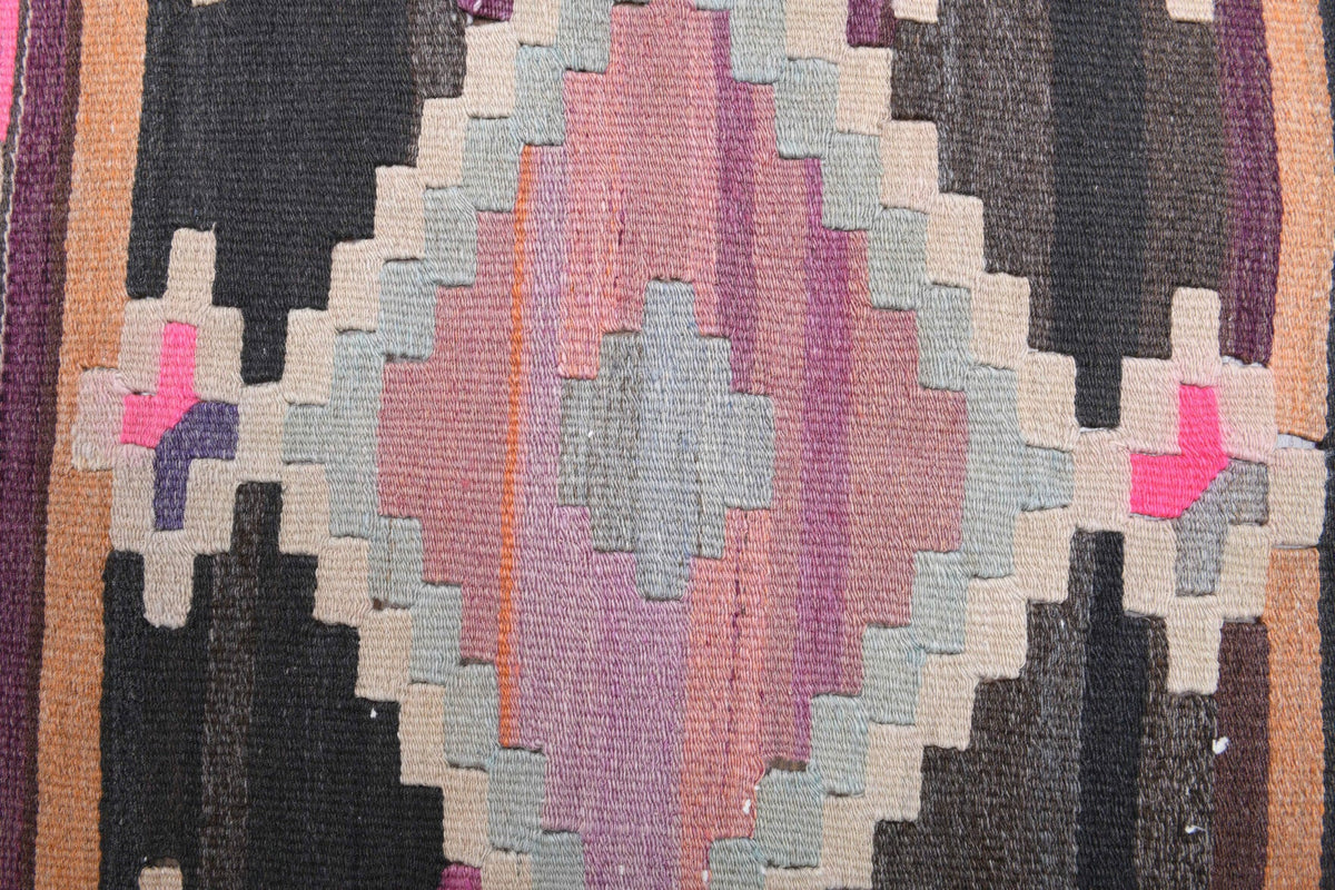 El yapımı vintage yolluk 81x325 cm kilim desenli yün - desen detayı