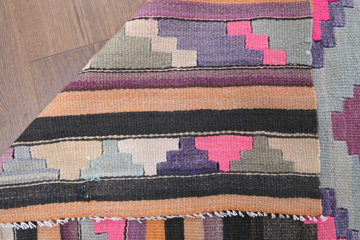 El yapımı vintage yolluk 81x325 cm kilim desenli yün - açık alan görünümü