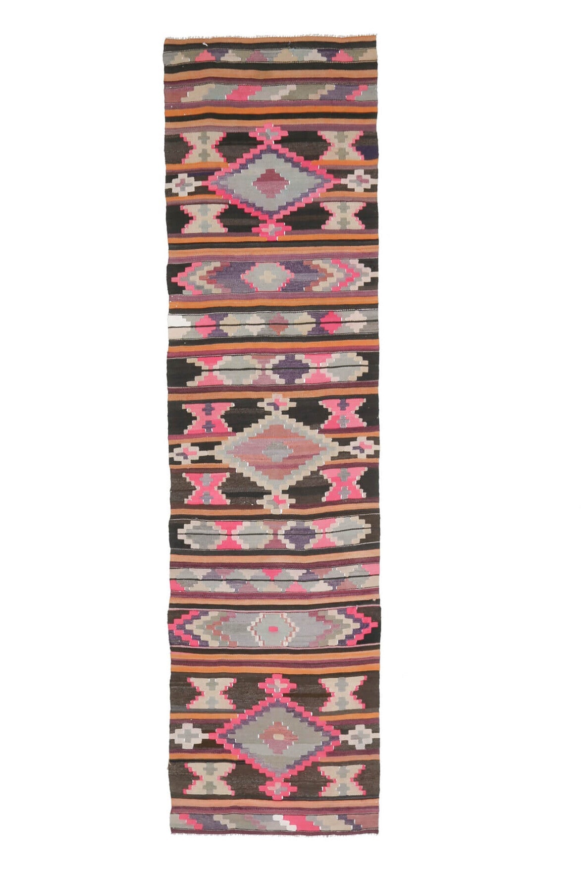 El yapımı vintage yolluk 81x325 cm kilim desenli yün - farklı açıdan görünüm