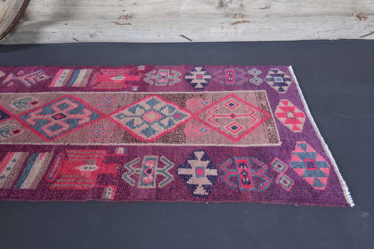 El yapımı vintage yolluk 61x335 cm oryantal desenli yün - desen detayı