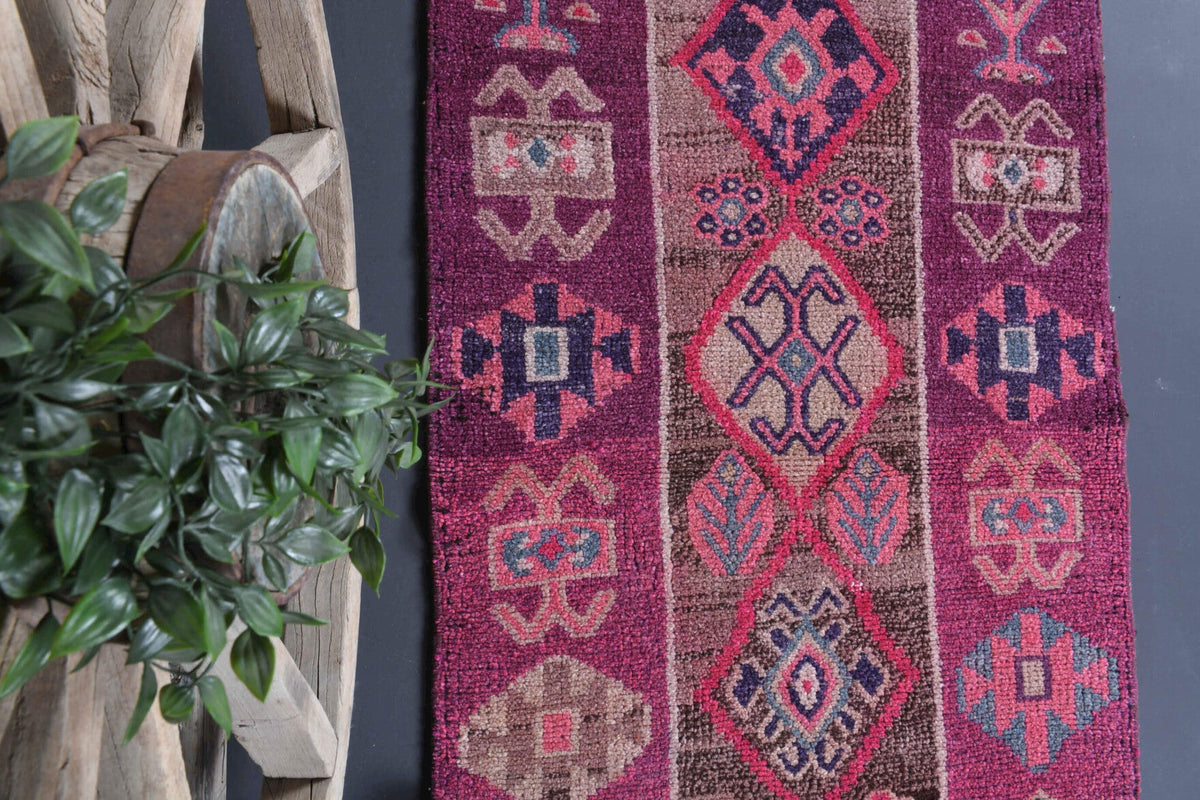 El yapımı vintage yolluk 61x335 cm oryantal desenli yün - mekan görünümü