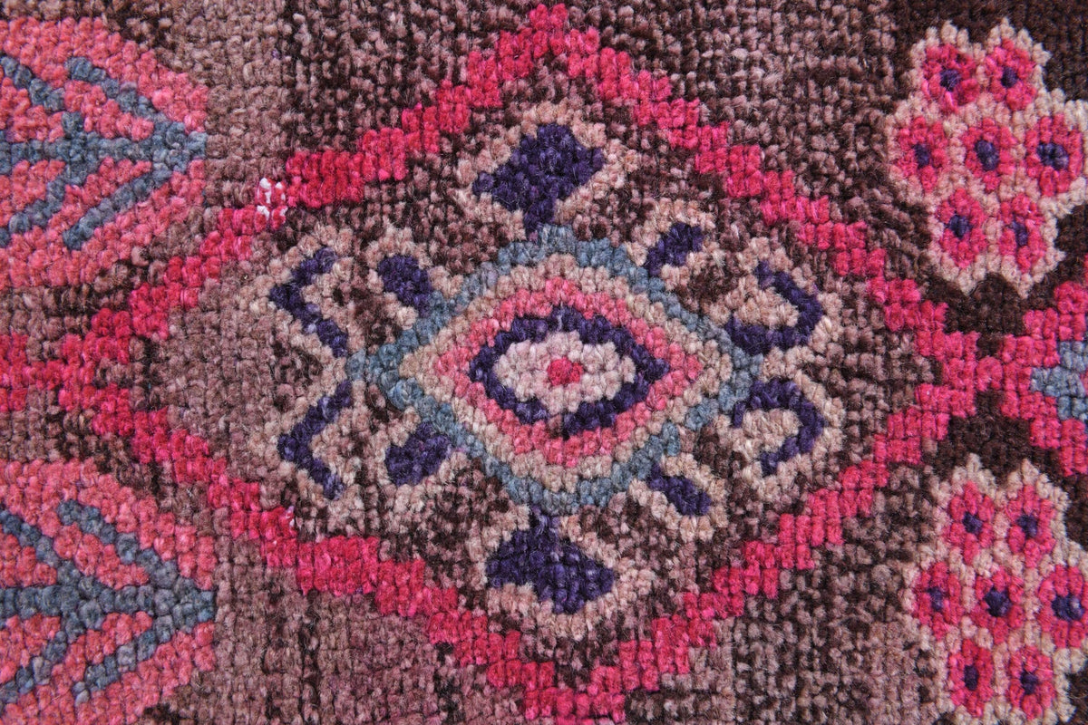 El yapımı vintage yolluk 61x335 cm oryantal desenli yün - üstten görünüm
