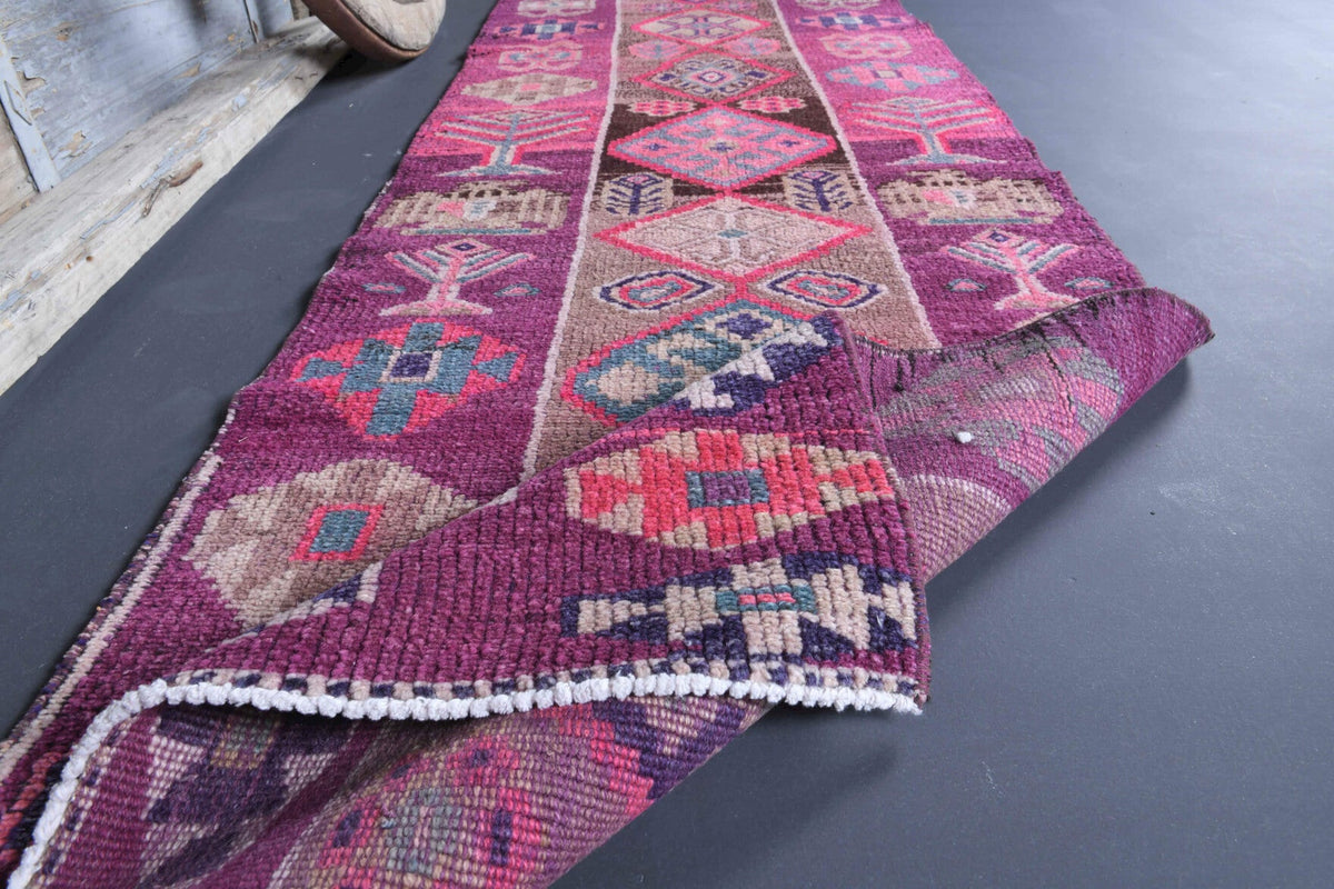 El yapımı vintage yolluk 61x335 cm oryantal desenli yün - farklı açıdan görünüm