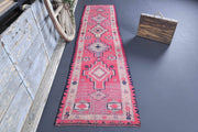 El yapımı vintage yolluk 61x335 cm i̇kat desenli yün - detay görünümü