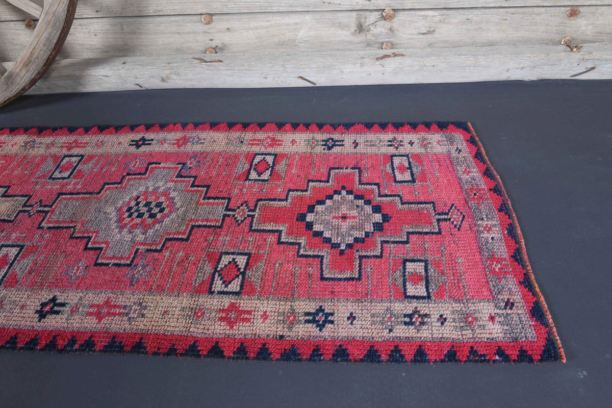 El yapımı vintage yolluk 61x335 cm i̇kat desenli yün - desen detayı