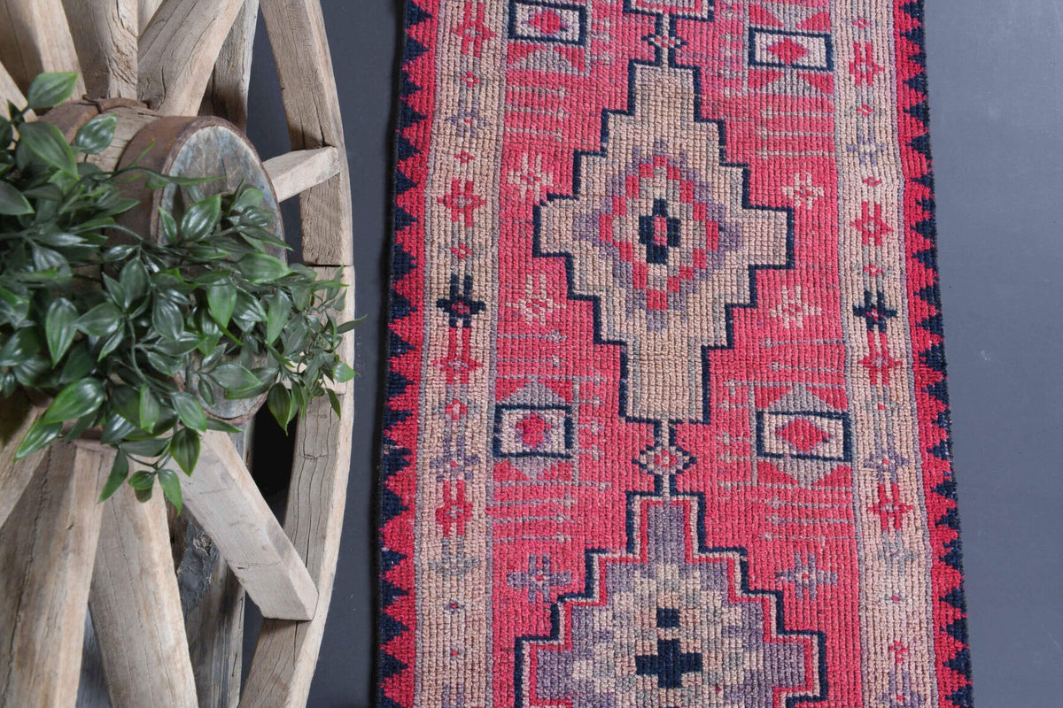 El yapımı vintage yolluk 61x335 cm i̇kat desenli yün - mekan görünümü