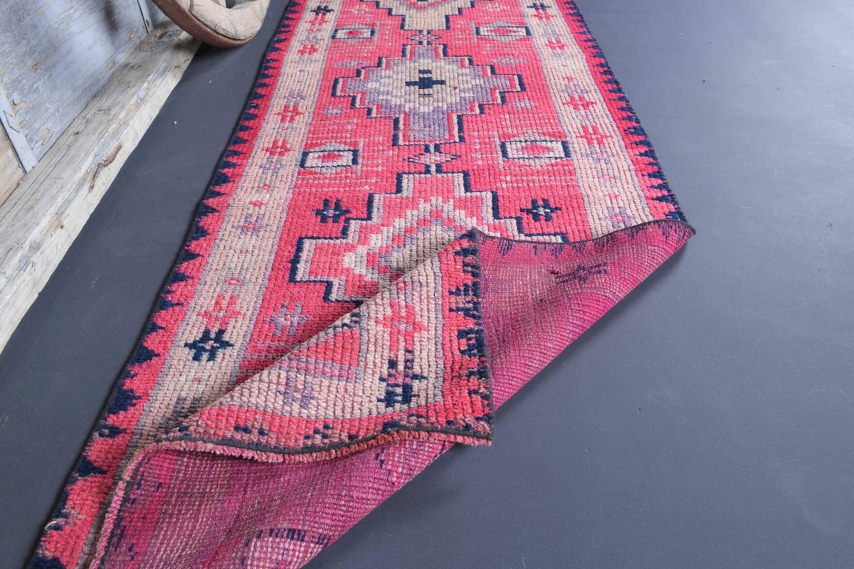 El yapımı vintage yolluk 61x335 cm i̇kat desenli yün - farklı açıdan görünüm