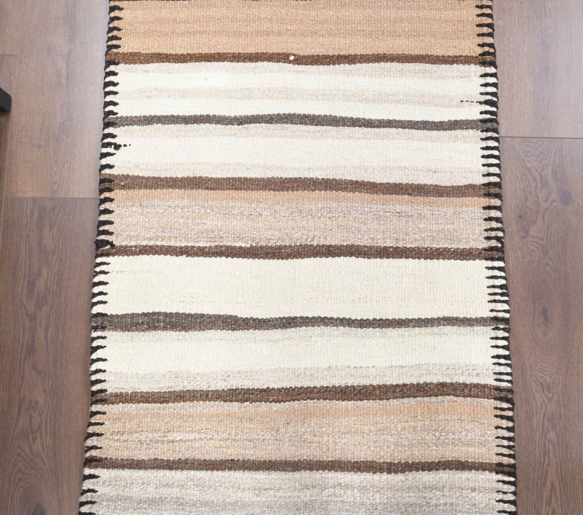 El yapımı vintage yolluk 81x348 cm çizgili desenli yün - desen detayı