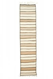 El yapımı vintage yolluk 81x348 cm çizgili desenli yün - üstten görünüm