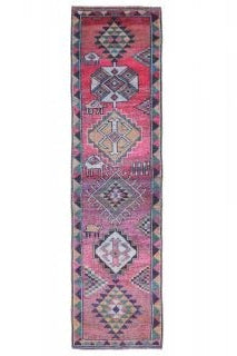 3x11 Hand-Knotted Vintage Anatolian Runner Rug