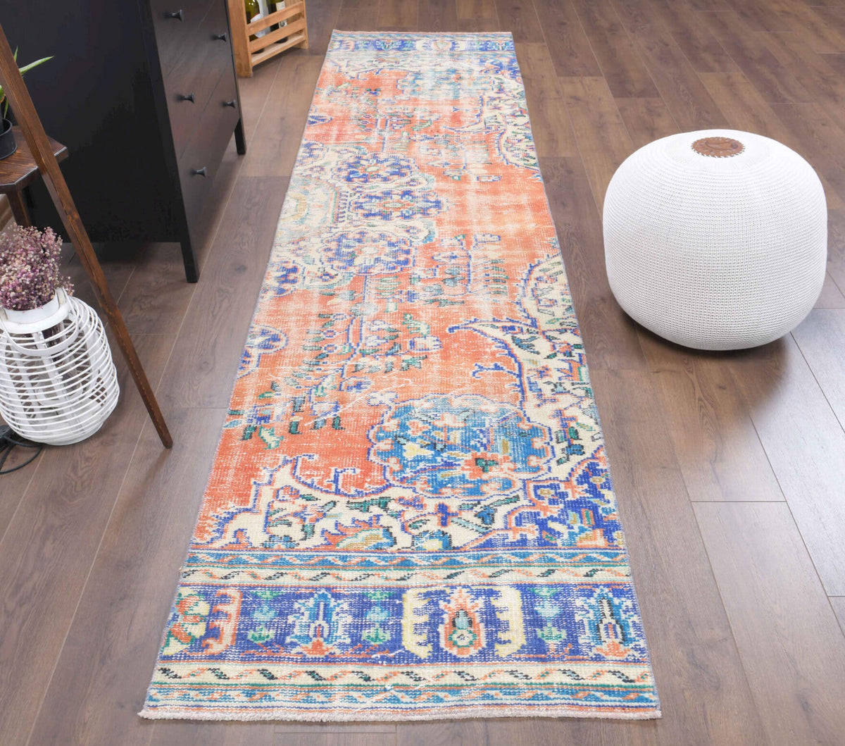El yapımı vintage yolluk 81x345 cm oryantal desenli yün - açık alan görünümü