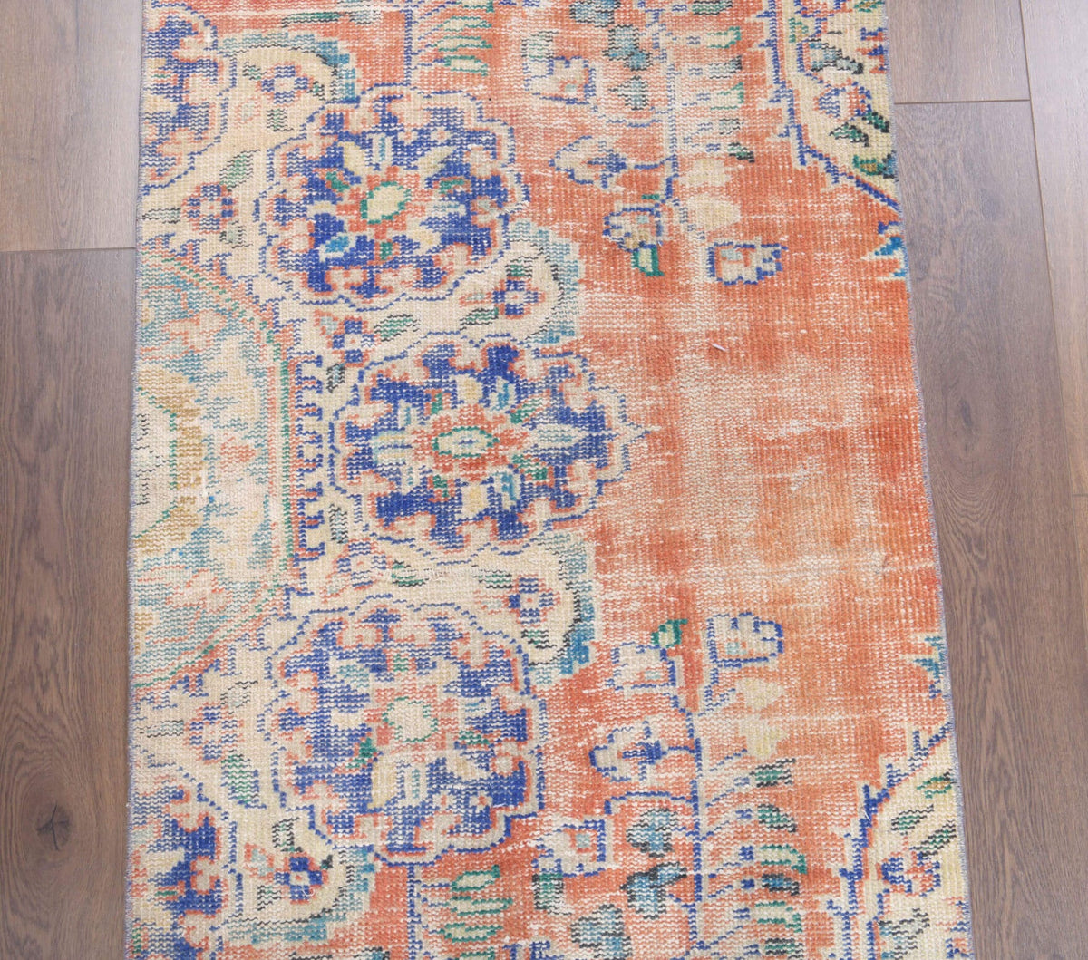 El yapımı vintage yolluk 81x345 cm oryantal desenli yün - desen detayı