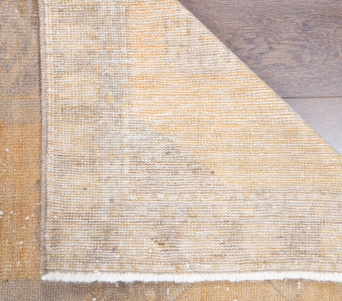 El yapımı vintage yolluk 97x325 cm oryantal desenli yün - kenar ve saçak detayı