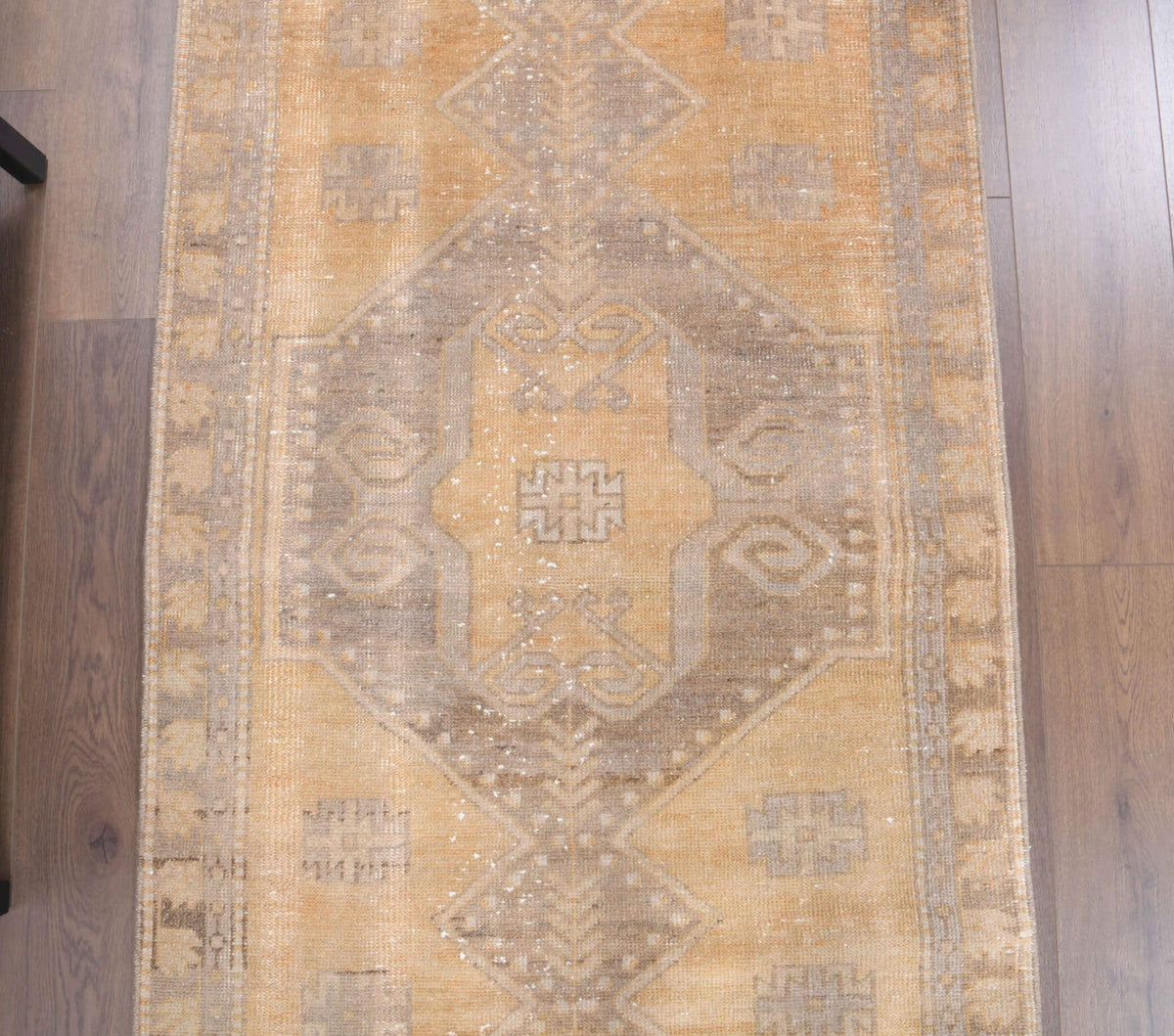 El yapımı vintage yolluk 97x325 cm oryantal desenli yün - desen detayı