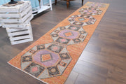 El yapımı vintage yolluk 76x330 cm oryantal desenli yün - detay görünümü
