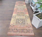 El yapımı vintage yolluk 86x356 cm oryantal desenli yün - detay görünümü