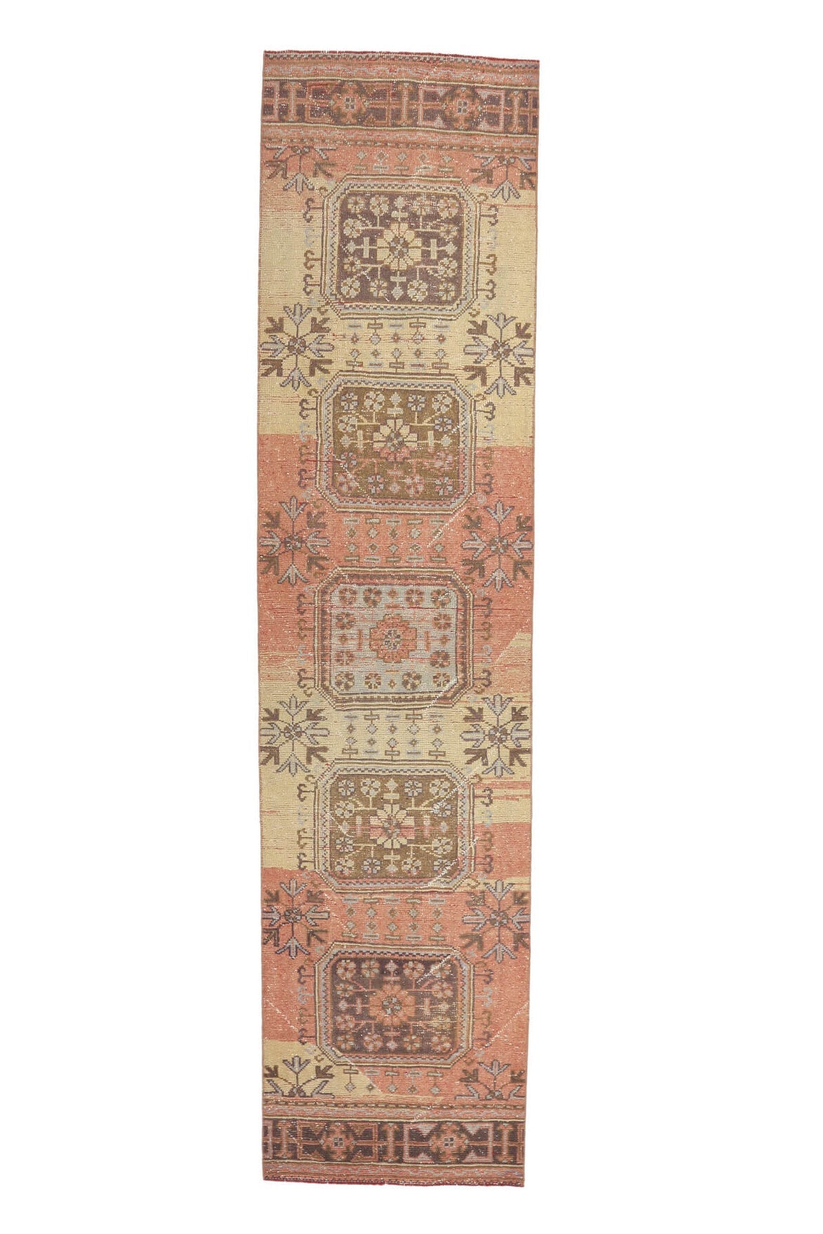 El yapımı vintage yolluk 86x356 cm oryantal desenli yün - farklı açıdan görünüm