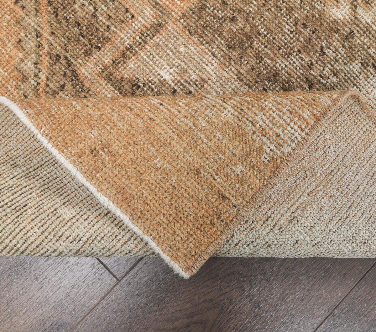 El yapımı vintage yolluk 86x378 cm geometrik desenli yün - desen detayı