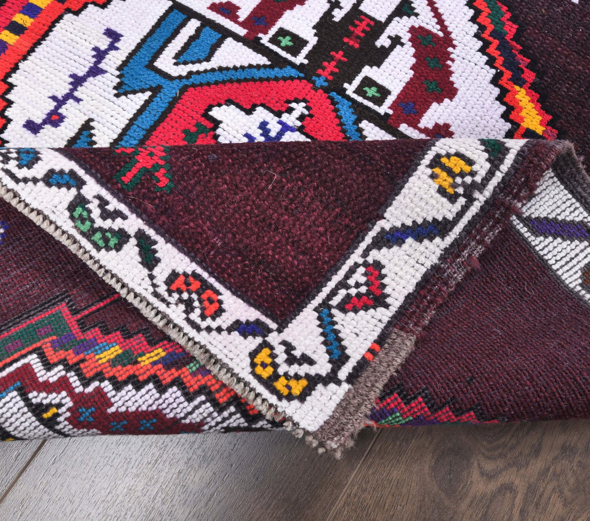 El yapımı vintage yolluk 81x376 cm geometrik desenli yün - mekan görünümü