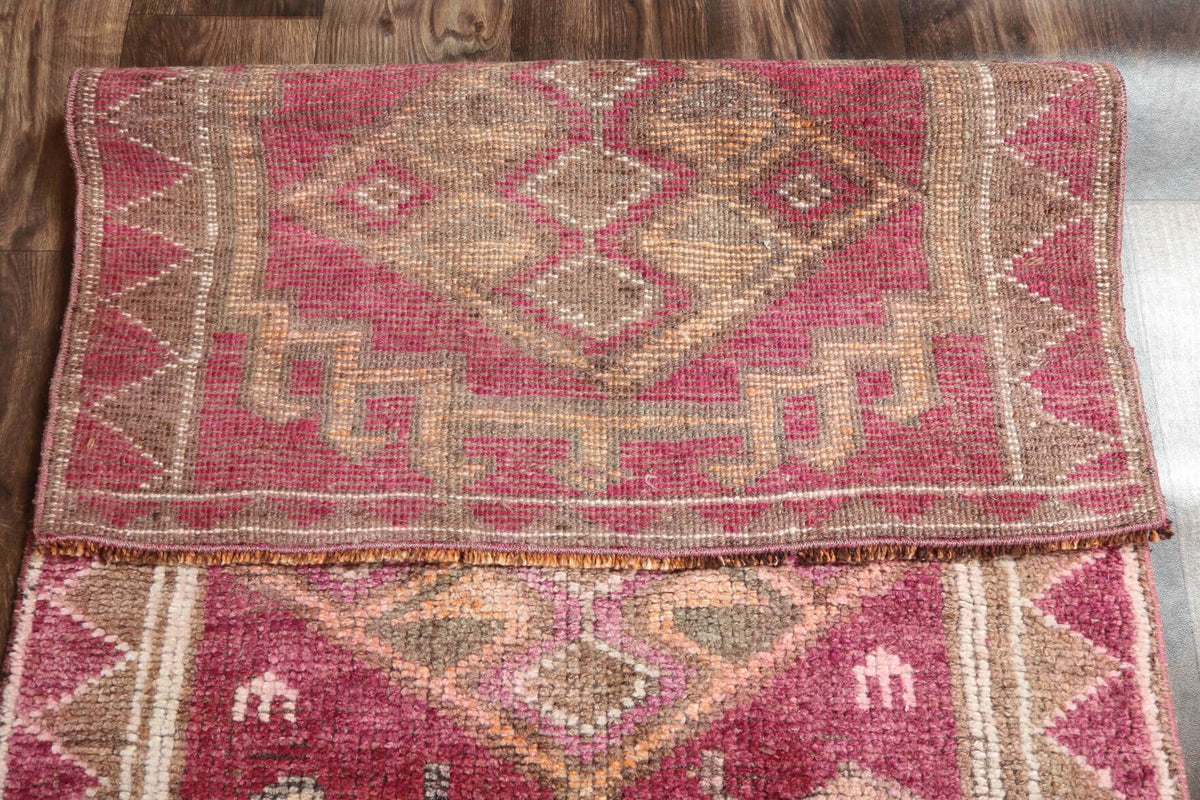 El yapımı vintage yolluk 79x361 cm geometrik desenli yün - mekan görünümü