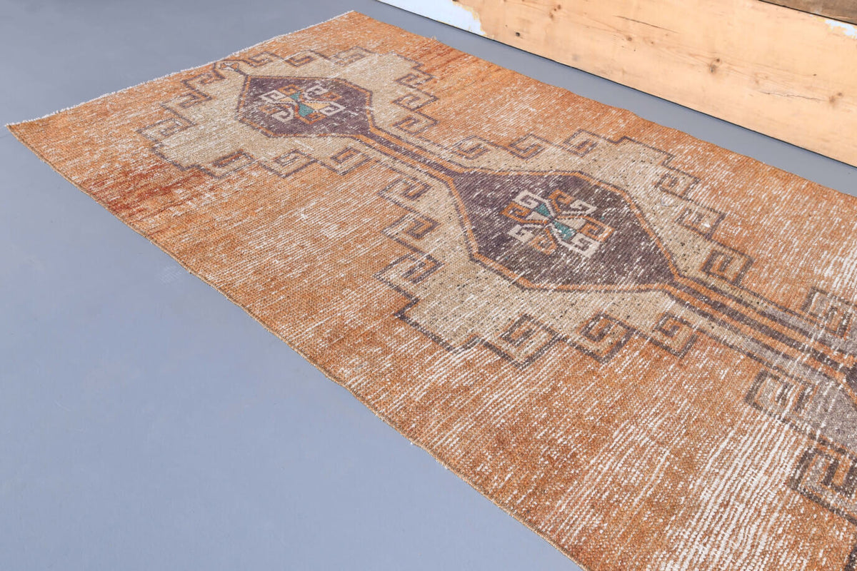 El yapımı vintage yolluk 94x351 cm geometrik desenli yün - desen detayı