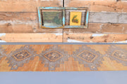 El yapımı vintage yolluk 79x351 cm i̇kat desenli yün - detay görünümü