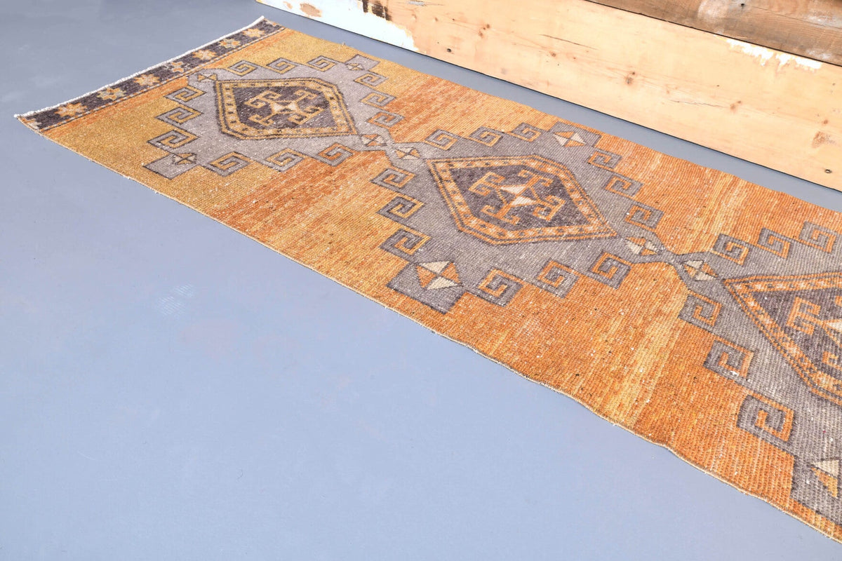 El yapımı vintage yolluk 79x351 cm i̇kat desenli yün - desen detayı