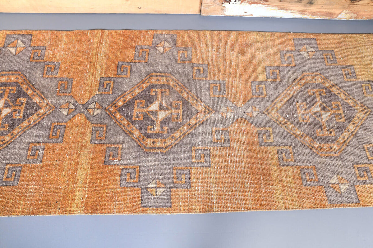 El yapımı vintage yolluk 79x351 cm i̇kat desenli yün - mekan görünümü