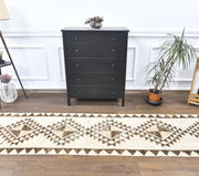 El yapımı vintage yolluk 81x368 cm i̇kat desenli yün - detay görünümü