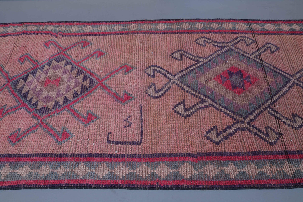 El yapımı vintage yolluk 86x353 cm i̇kat desenli yün - desen detayı