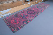 1970'lerden Anadolu kökenli ikat desenli el dokuma vintage yolluk, 82x355 cm