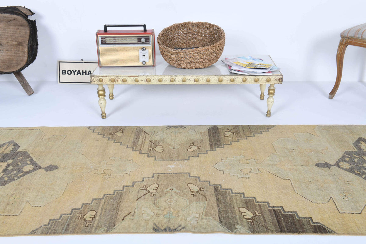 El yapımı vintage yolluk 91x351 cm oryantal desenli yün - desen detayı