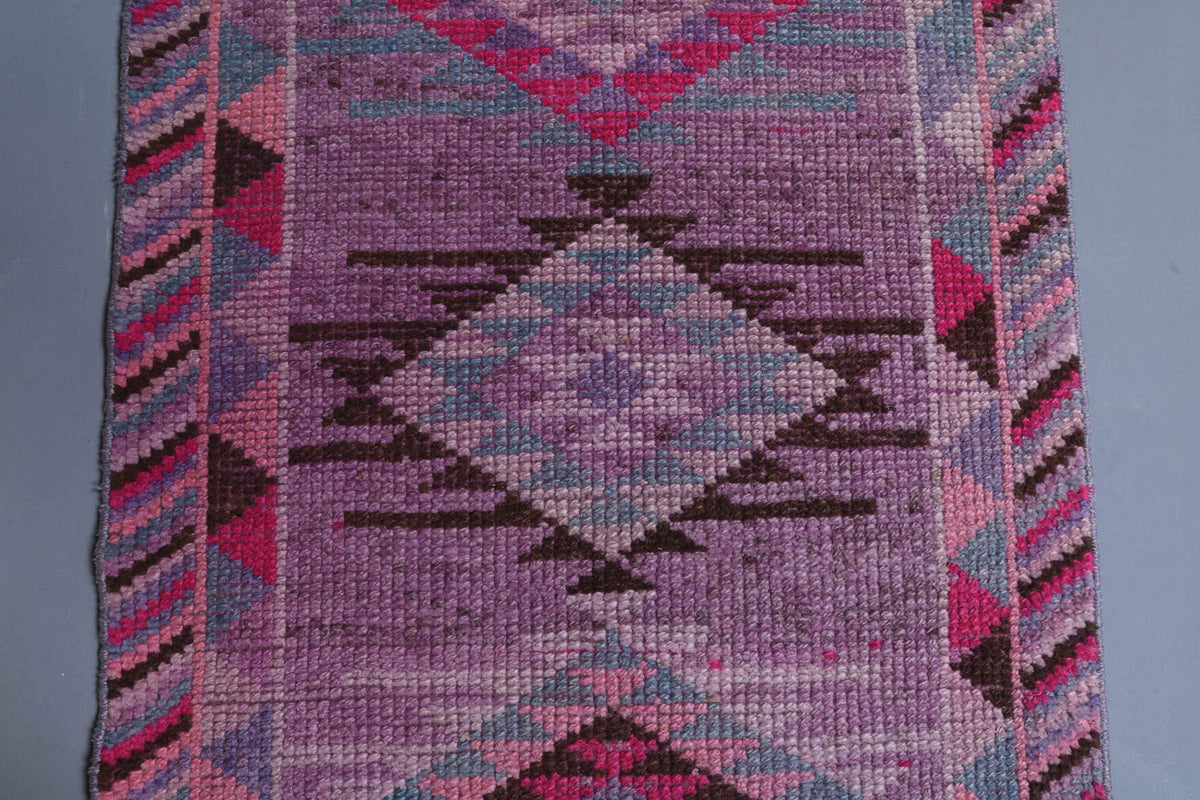 El yapımı vintage yolluk 61x335 cm geometrik desenli yün - mekan görünümü