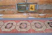 El yapımı vintage yolluk 79x353 cm geometrik desenli yün - detay görünümü