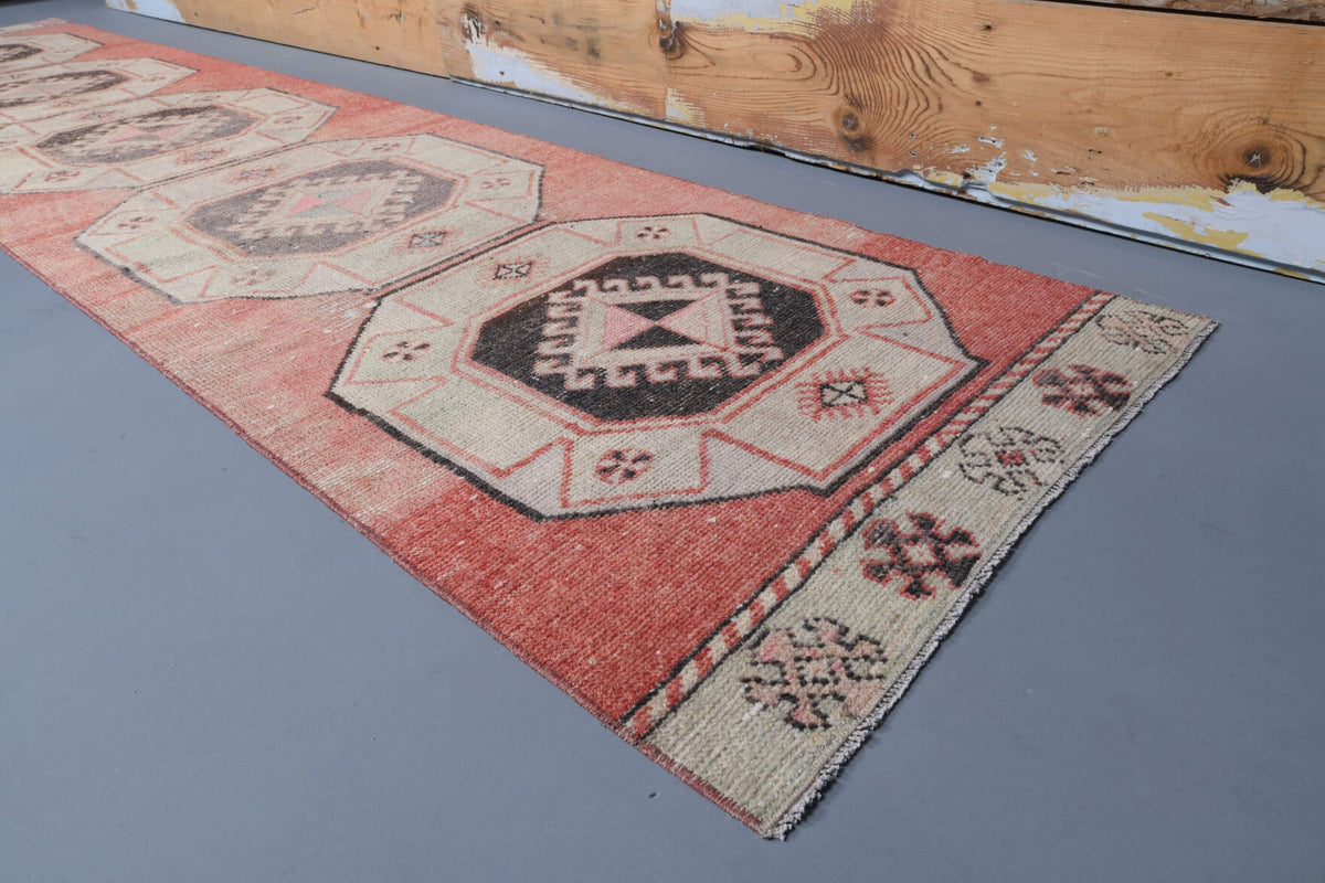 El yapımı vintage yolluk 79x353 cm geometrik desenli yün - desen detayı