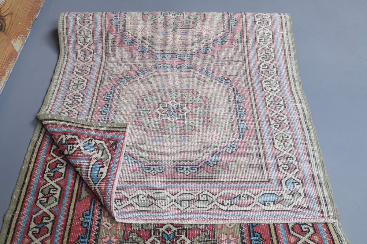 El yapımı vintage yolluk 94x363 cm oryantal desenli yün - mekan görünümü