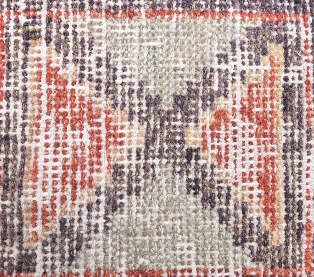 El yapımı vintage yolluk 81x361 cm geometrik desenli yün - üstten görünüm