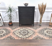 El yapımı vintage yolluk 97x351 cm oryantal desenli yün - detay görünümü