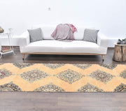 1970'lerden Anadolu kökenli ikat desenli el dokuma vintage yolluk, 103x388 cm