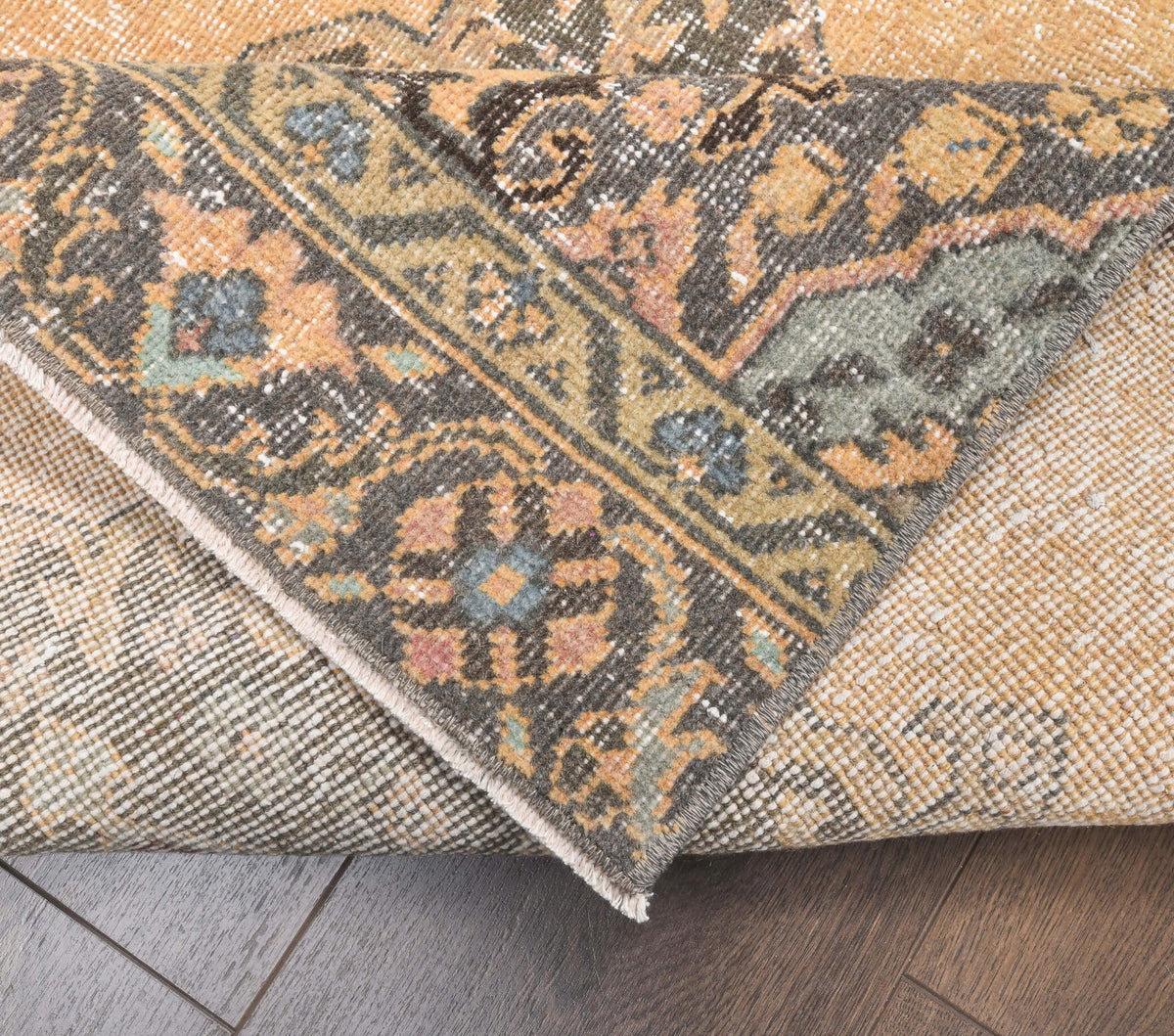 Vintage Orange Oushak Runner Rug