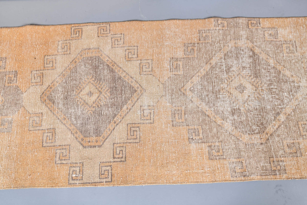 El yapımı vintage yolluk 79x351 cm i̇kat desenli yün - desen detayı