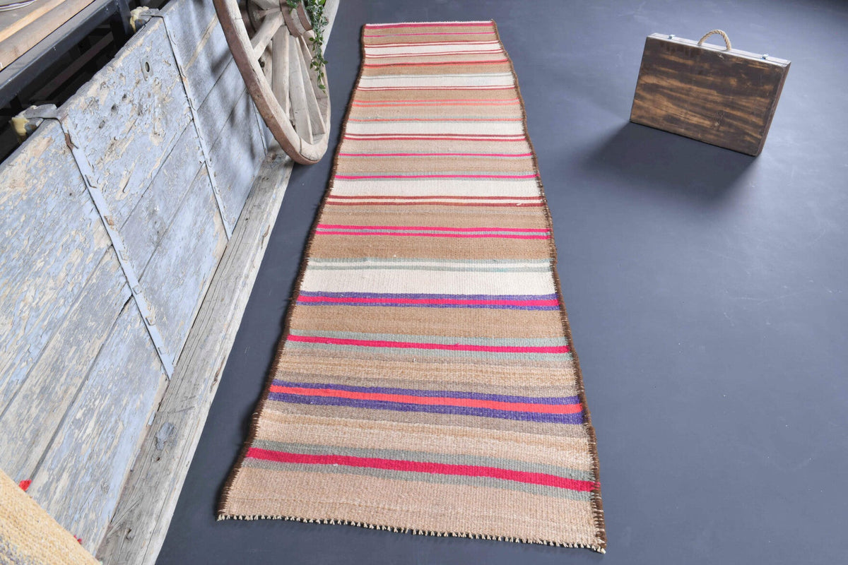 3x12 Wool Flatweave Vintage Runner Rug