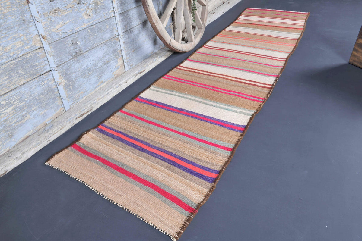 3x12 Wool Flatweave Vintage Runner Rug