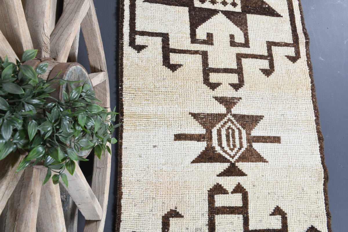 El yapımı vintage yolluk 102x351 cm tribal desenli yün - mekan görünümü